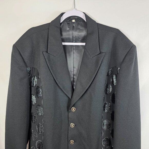 Men's Pronti Collection by Phita Black Jacquard Embellished Blazer Size XL - Picture 3 of 16